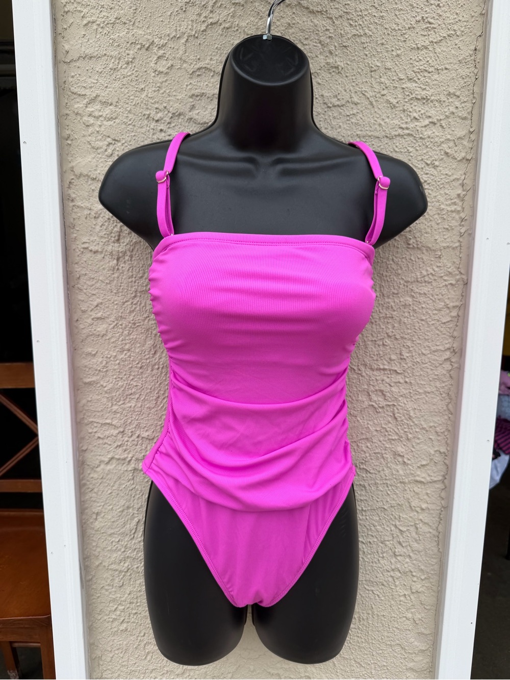 Bright Pink One-Piece Swimsuit with Adjustable Straps